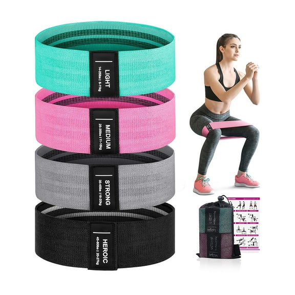 Resistance Bands for Working Out, 4 Booty Bands Fabric Elastic Bands for Exercise Bands Resistance Bands for Legs Bands for Working Out Hip Thigh Glute Bands Set