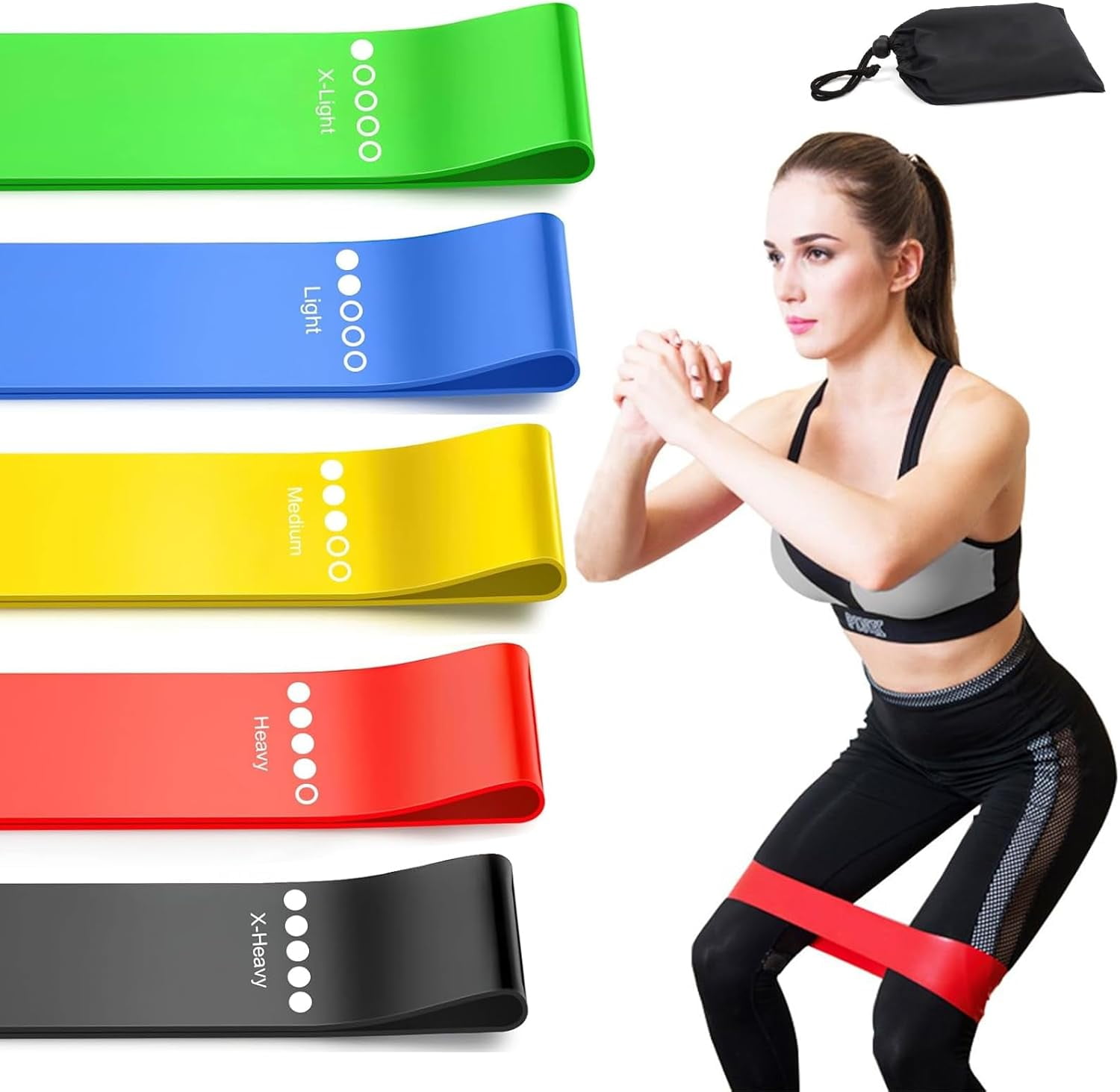 Mayitr 5pcs Latex Stretching Loop Bands Set Home Gym Fitness Yoga Resistance Bel