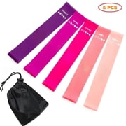 Resistance Loop Exercise Bands with Instruction Guide and Carry Bag, Set of 5, Pink