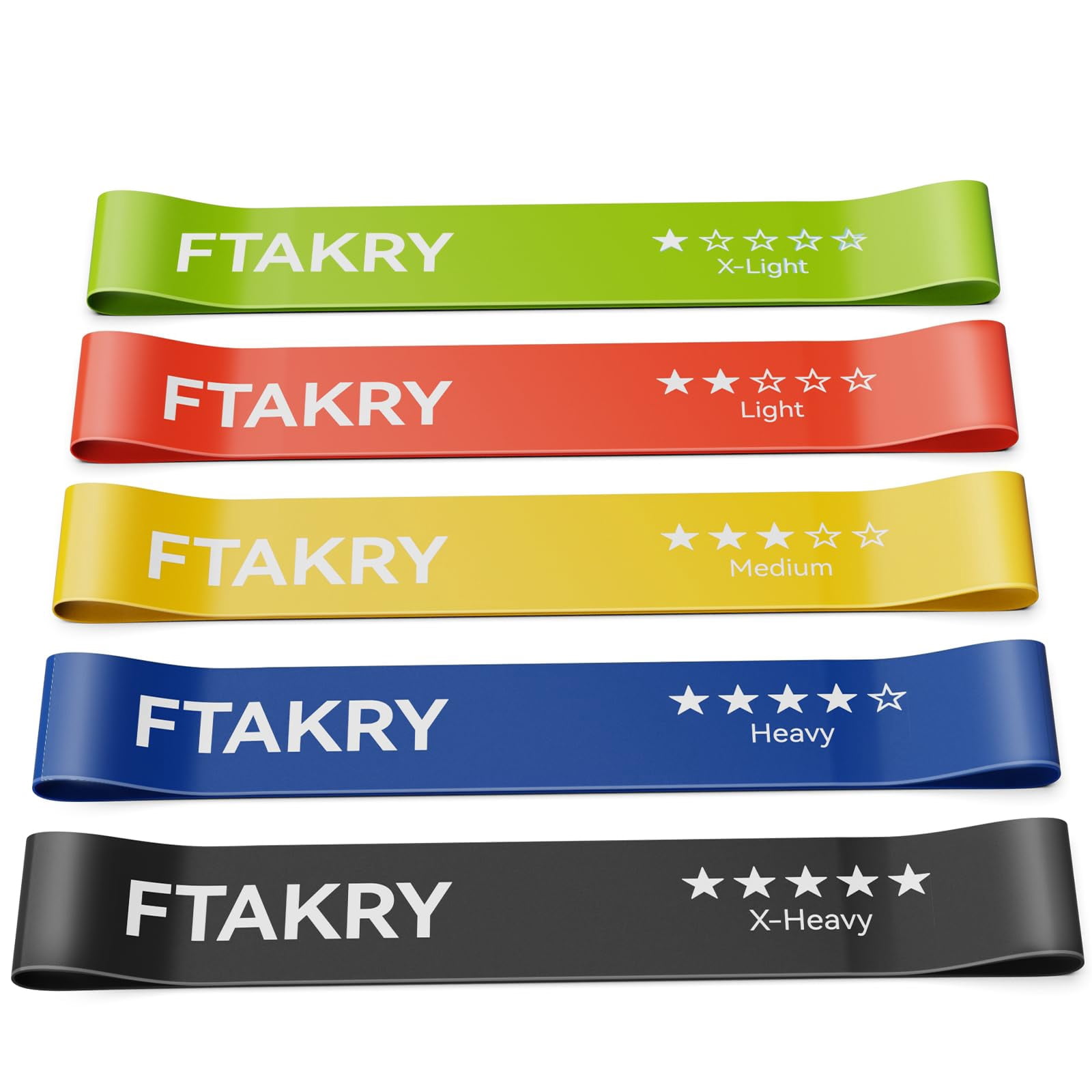 Resistance Bands for Working Out, Exercise Bands with 5 Resistance Levels, Natural Latex Resistance Bands Designed for Home Fitness, Strength Training and Flexibility Exercises