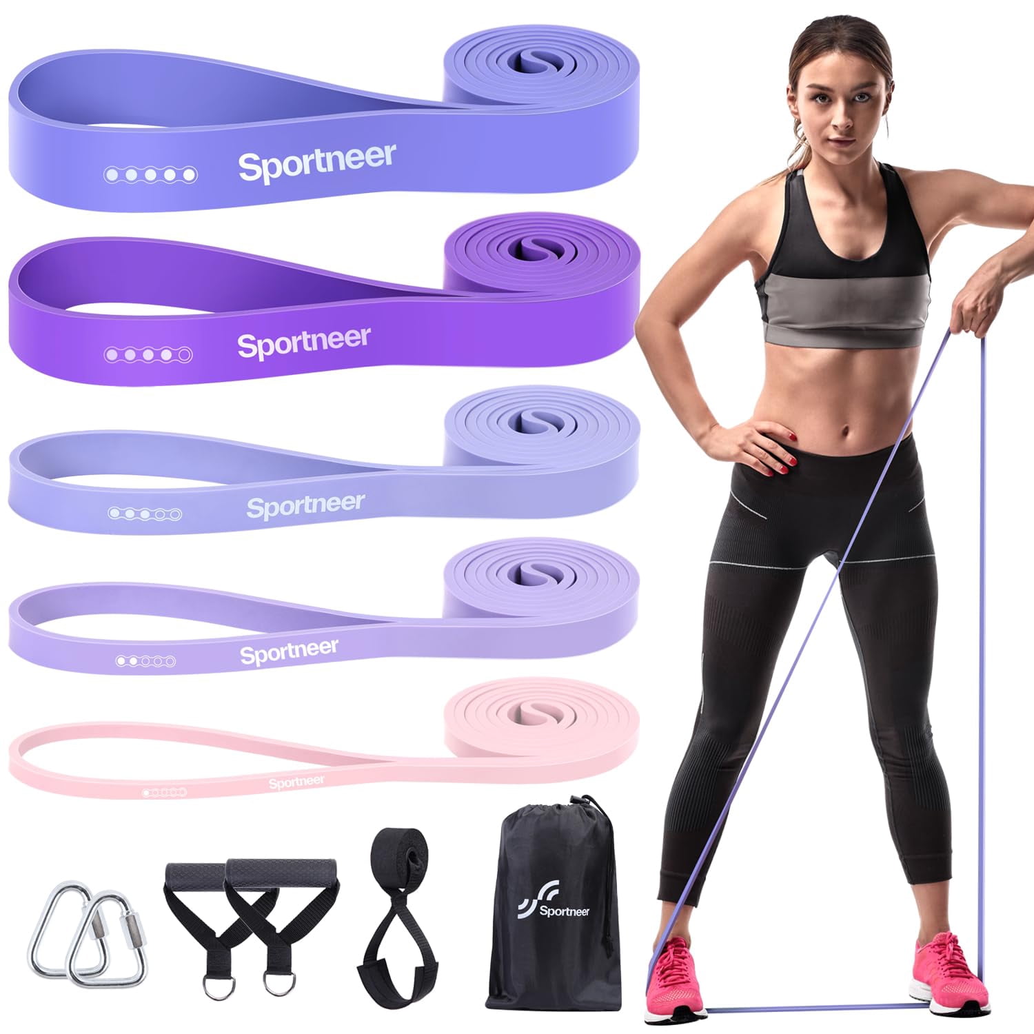 Resistance Bands for Working Out: Pull Up Bands 5-130lb 5 Levels Exercise Bands Workout Bands Set with Handles & Door Anchor Pull Up Assist Bands for Men Women Resistance Training