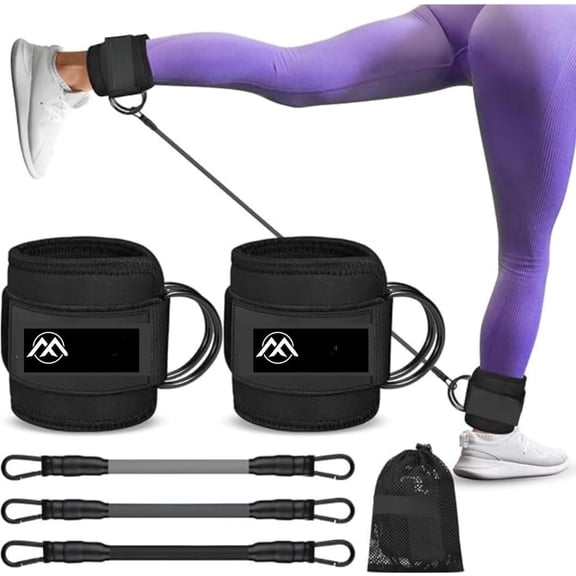 Resistance Bands with Ankle Cuffs for , Glute, and Workouts - for Kickbacks, Strength , and Gym Exercises - Fitness Bands for Women.