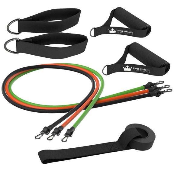 Resistance Bands with Handles & Door Anchor : Rubber Stretch Fitness Training Tube Band Set Comes with Leg Straps and Exercise Chart
