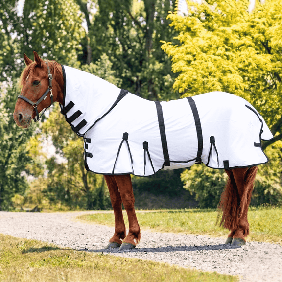 Resistance Horse Fly Sheet – Lightweight Breathable Mesh Summer Sheet with Full Neck & Belly Band, UV Bug Protection Combo Cover – Sizes 68 to 83