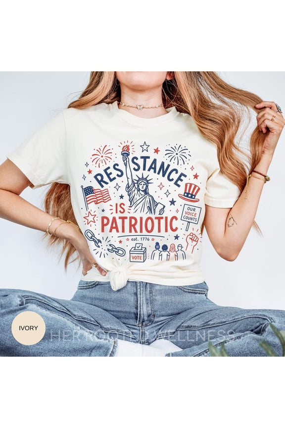 Resistance Is Patriotic Shirt | Liberal July 4th USA 250th Anniversary Tee, Activist Protest Tshirt, Pro Democracy Wear, Resist Fascism Tee