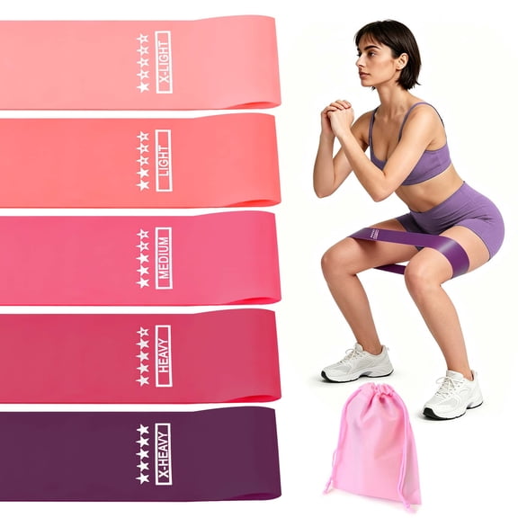 Resistance Loop Exercise Band for Working Out, Set of 5 Stretch Bands with Carry Bag for Exercise Training, Physical Therapy