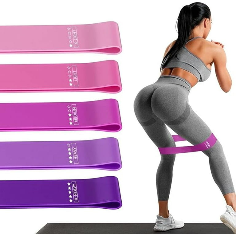 Resistance Loop Exercise Bands Exercise Bands for Home Fitness Stretching Strength Training Physical Therapy Elastic Workout Bands for Women Men Kids Set of 5 Walmart