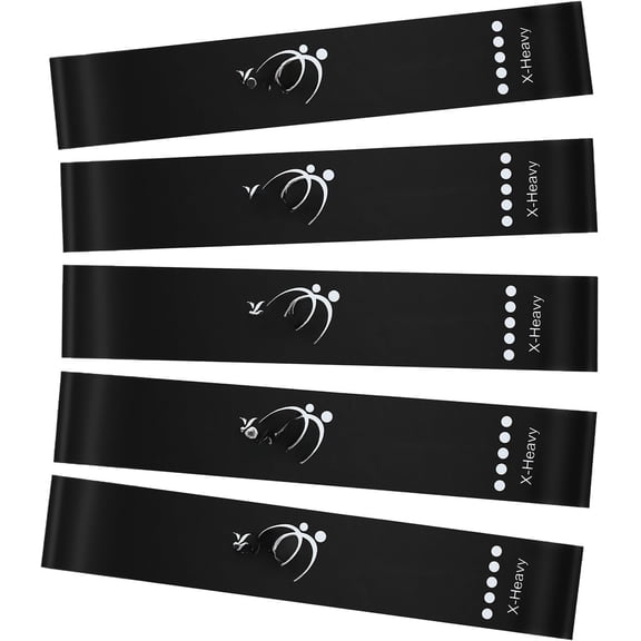 Resistance Loop Exercise ness Bands with Instruction Guide and Carry Bag, Set of 5