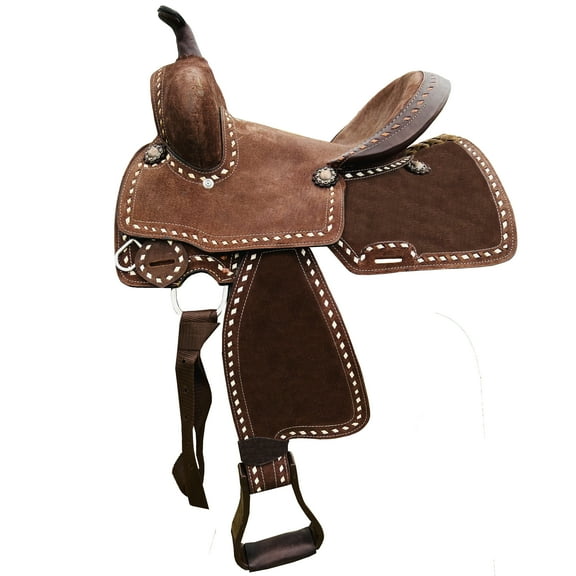 Resistance Mini/pony Rough Out Barrel Style Deep Seat Saddle and Buck Stitch -8 Inch