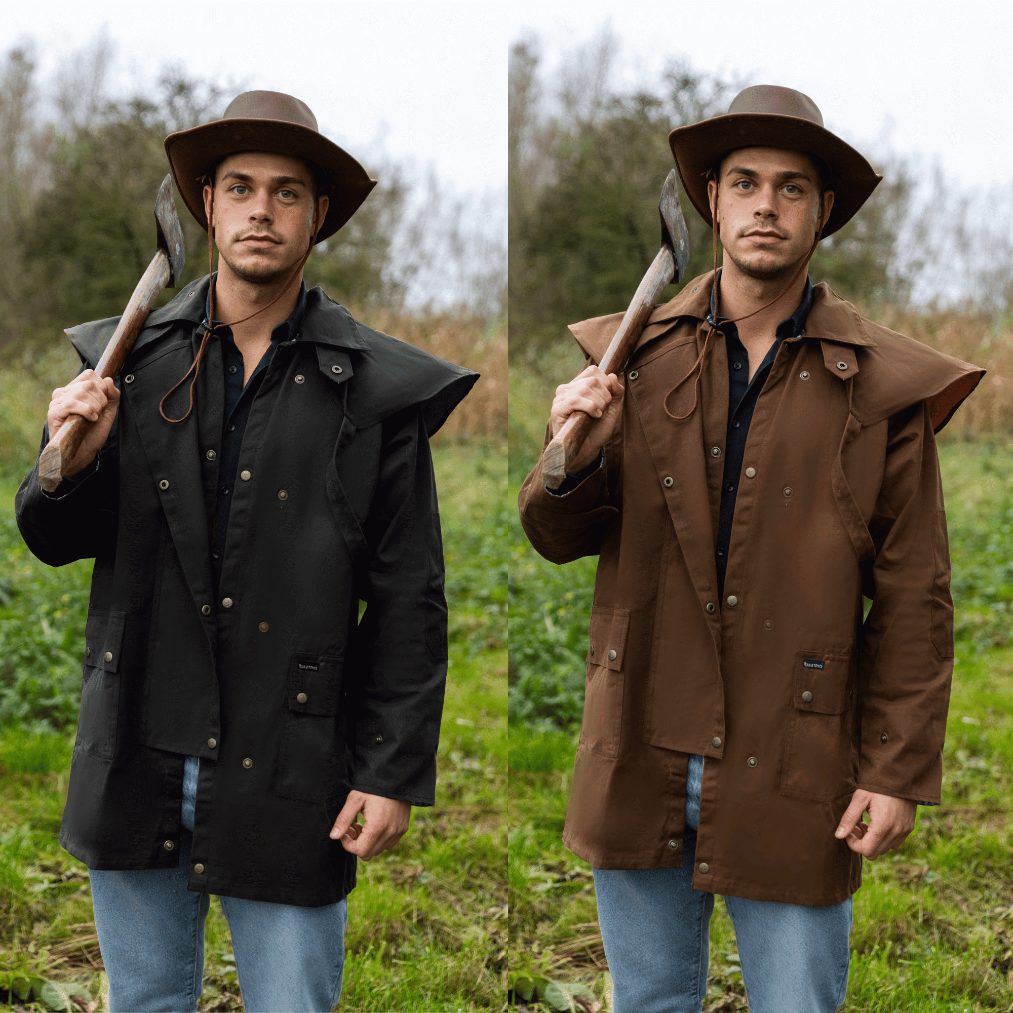 Resistance Oilskin Cotton Western Short Duster Jacket – Waterproof