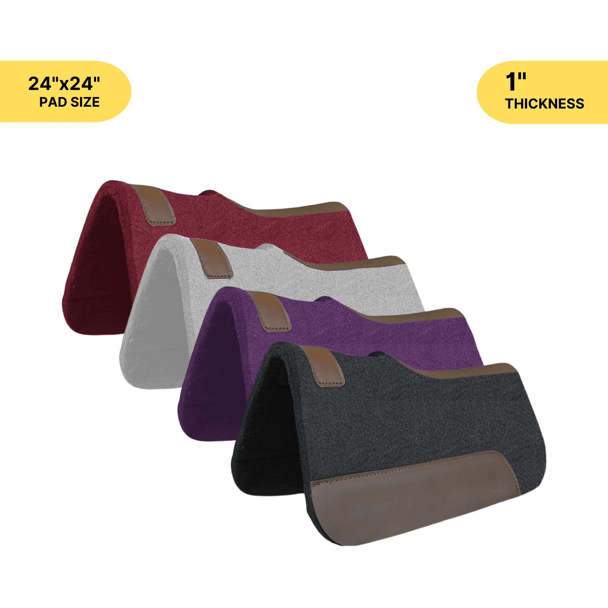 Tapis De Selle Showman Pony 24x24 Feutre Marron Avec Cuirs Travaillés Fleuris - Neuf