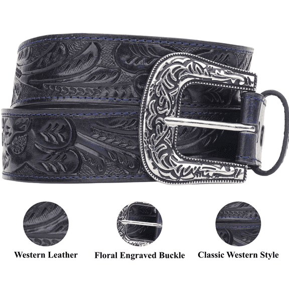 Resistance Premium Leather Western Cowboy Belts WITH BUCKLE Stylish and Versatile | Mens&Womens Sizes, Various Colors-Adjustable Buckle