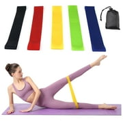 Resistance Stretch Loop Fitness Workout Bands for Exercise Working Out Physical Therapy, 5 Set of Different Resistance Levels Elastic Bands with Carry Bag