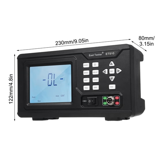 Resistance Tester Tester Tester ET510 DC Low Resistance Tester Portable Milliohm Meter Microresistance Tester Low Resistance Tester Direct Current LCD Display with Backlight Low Resistance