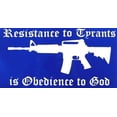 thumbnail image 1 of Resistance To Tyrants Is Obedience To God Blue White Vinyl Decal Bumper Sticker, 1 of 1