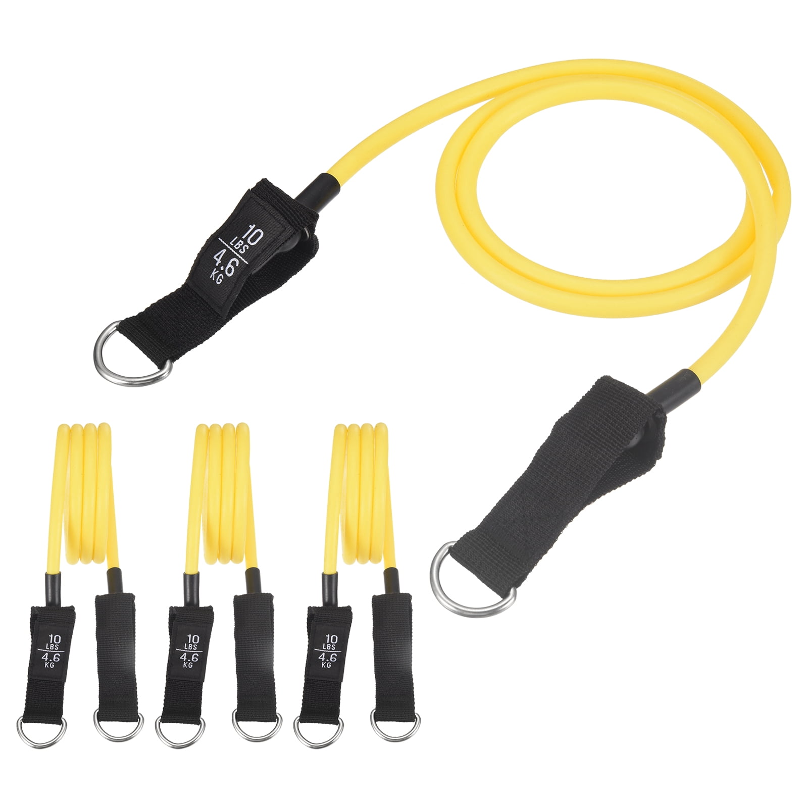 Resistance Tube Band, Exercise Bands with Handles Stretch 10Lbs & 4 PCS & Latex & Yellow, Fitting for (Men/Women/Fitness/Strength Training/Gym Equipment/Work Out/Outdoor/Indoor)