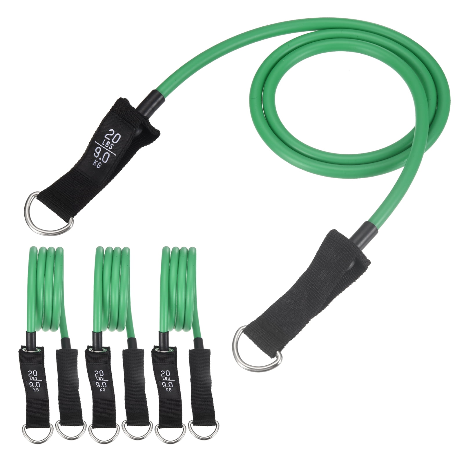 Resistance Tube Band, Exercise Bands with Handles Stretch 20Lbs & 4 PCS & Latex & Green, Fitting for (Men/Women/Fitness/Strength Training/Gym Equipment/Work Out/Outdoor/Indoor)