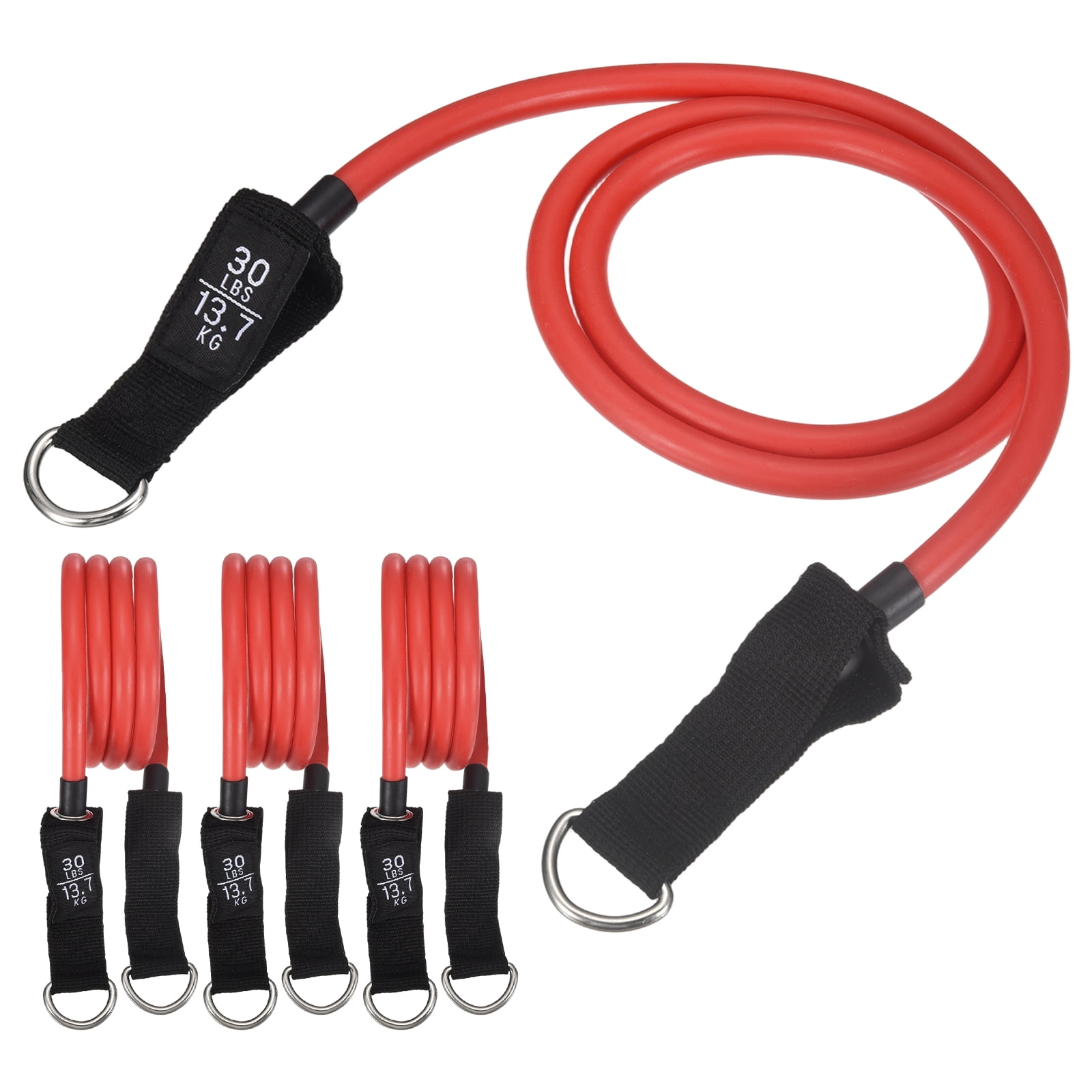 Resistance Tube Band, Exercise Bands with Handles Stretch 30Lbs & 4 PCS & Latex & Red, Fitting for (Men/Women/Fitness/Strength Training/Gym Equipment/Work Out/Outdoor/Indoor)