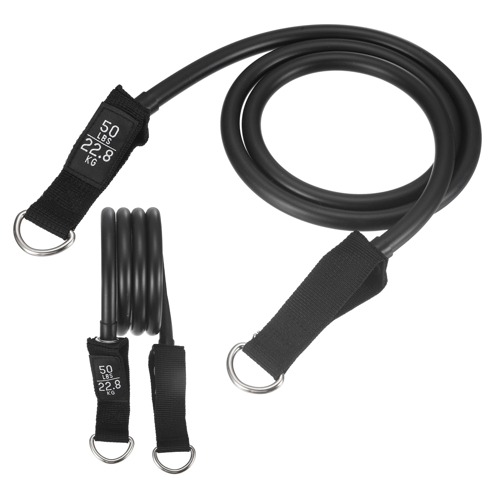 Resistance Tube Band, Exercise Bands with Handles Stretch 50Lbs & 2 PCS & Latex & Black, Fitting for (Men/Women/Fitness/Strength Training/Gym Equipment/Work Out/Outdoor/Indoor)