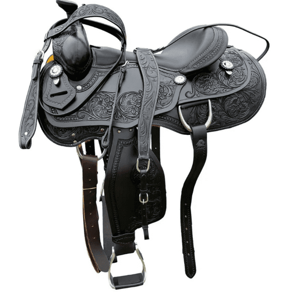 Resistance Western Horse Pleasure Saddle - Genuine Leather 15" 16" 17" 18" - Free Tack Set