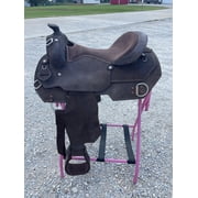 Resistance Western Roughout Ranch Work Saddle   Training & Working Horse Saddle, Durable Leather, Sizes 14 -18