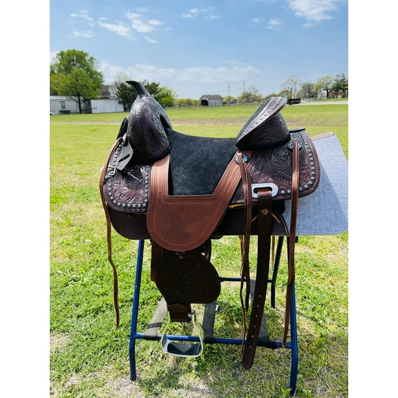 Resistance Western Youth Pleasure Treeless Horse Saddle With Beads On The Skirt