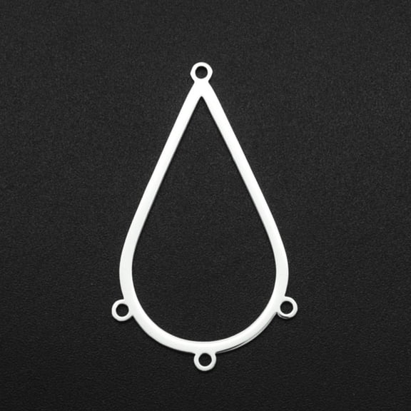 Resistant 201 Stainless Steel Chandelier Components Links 4 Loop Links Laser Cut Teardrop Stainless Steel color 42x24.5x1mm Hole: 1.6mm