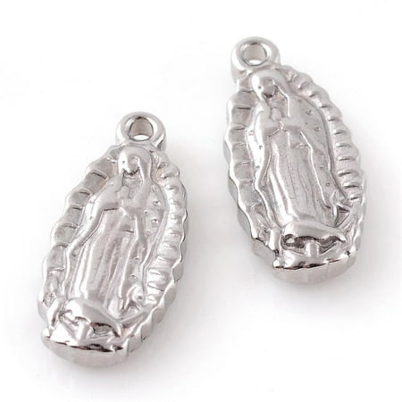 Resistant 201 Stainless Steel Lady of Guadalupe Pendants Stainless Steel color 18.5x8.5x3.5mm Hole: 1.5mm