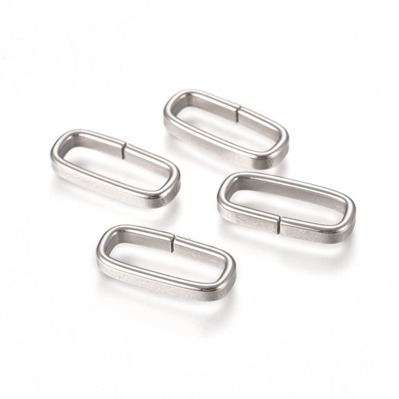 Resistant 201 Stainless Steel Quick Link Connectors Linking Rings Closed but Unsoldered Rectangle Stainless Steel color 16.5x7.3x2.3mm Inner Diameter: 13.5x4.5mm