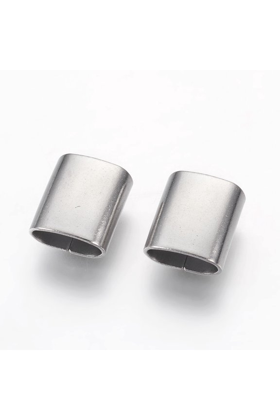 Resistant 201 Stainless Steel Slide Charms Oval Stainless Steel color 10x9x4.5mm Hole: 3.5x7.5mm
