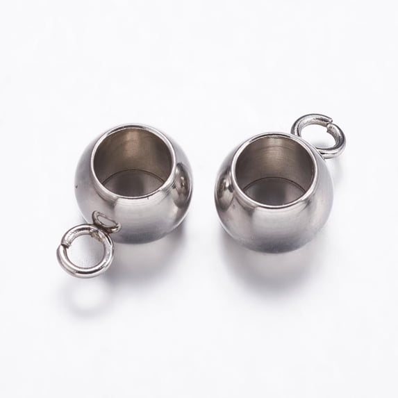 Resistant 201 Stainless Steel Tube Bails Loop Bails Rondelle 9.5x6.5x5mm Hole: 2mm Inner Diameter: 4mm