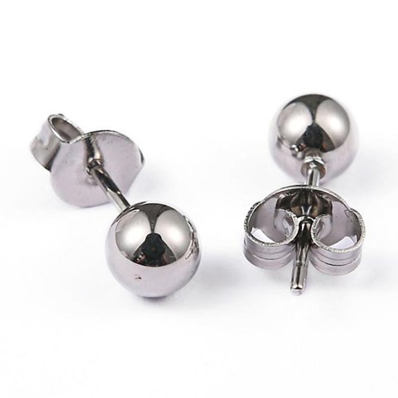 Resistant 304 Stainless Steel Ball Stud Earrings Hypoallergenic Earrings Stainless Steel color 15x5mm Pin: 0.8mm 10pairs/board