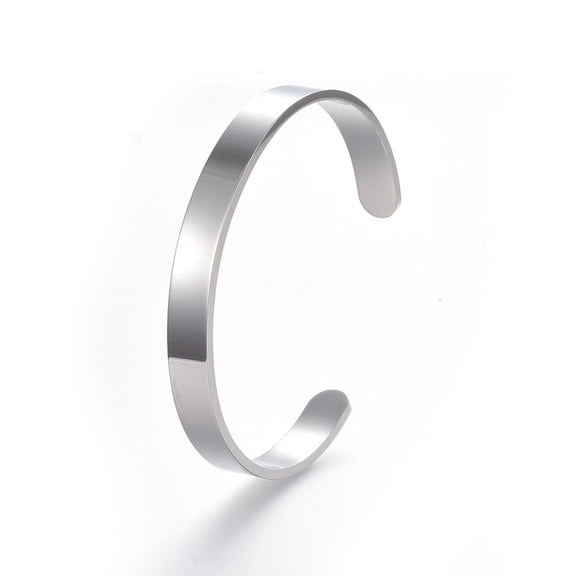 Resistant 304 Stainless Steel Blank Cuff Bangles Name Text Bangle Stainless Steel color Inner Diameter: 50x63mm Width: 8mm