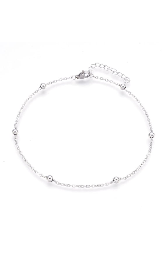 Resistant 304 Stainless Steel Cable Chain Anklets Stainless Steel color 9 inch(22.8cm) 1.7mm