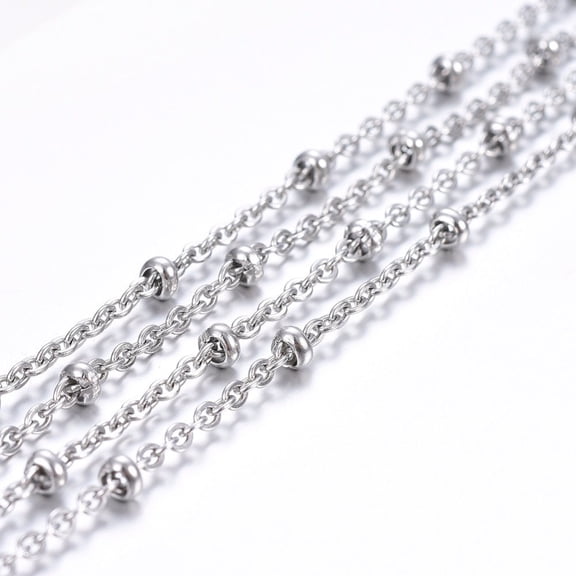 Resistant 304 Stainless Steel Cable Chains Satellite Chains Decorative Chains Soldered Stainless Steel Color 2.5x2x0.5mm 82.02 Feet(25m)/roll