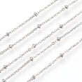 thumbnail image 1 of Resistant 304 Stainless Steel Cable Chains Satellite Chains with Rondelle Beads Soldered Flat Oval Stainless Steel color Link: 1.5x1mm Bead: 2x1mm, 1 of 4