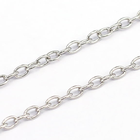 Resistant 304 Stainless Steel Cable Chains Soldered Oval Stainless Steel Color 3x2x0.5mm