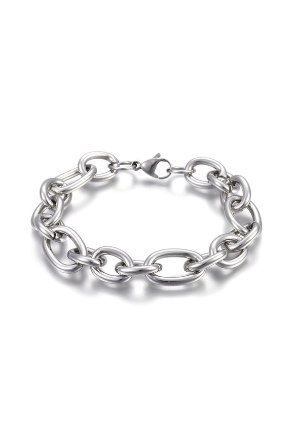 Resistant 304 Stainless Steel Chain Bracelets with Lobster Claw Clasps Stainless Steel Color 8.27 inch(21cm) link: 20~21x13x3mm and 15~16x12x3mm