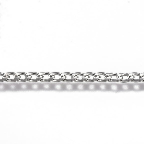 Resistant 304 Stainless Steel Chain Curb Chain Twisted Chain Unwelded Stainless Steel color 3.5x2x0.8mm