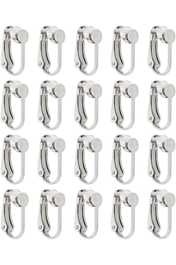 Resistant 304 Stainless Steel Clip-on Earring Findings Stainless Steel Color Tray: 4.7mm in diameter 15.5x10x7.5mm Silver