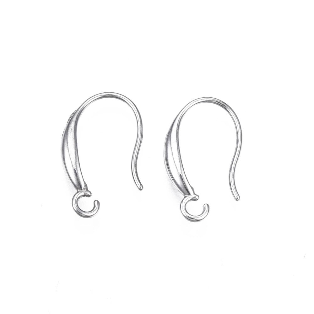 Resistant 304 Stainless Steel Earring Hooks with Horizontal Loop Flat Ear Wire Stainless Steel color 18x10x3mm Hole: 2mm 20 Gauge Pin: 0.8mm