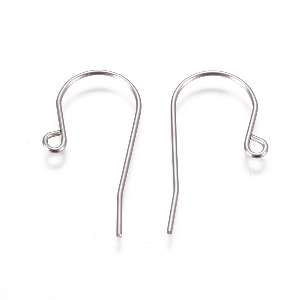 Resistant 304 Stainless Steel Earring Hooks with Horizontal Loop Stainless Steel color 27.5x16.5x0.8mm Hole: 1.8mm 21 Gauge Pin: 0.7mm