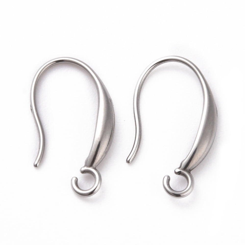 Resistant 304 Stainless Steel Earring Hooks with Horizontal Loops Stainless Steel color 18x10x2.5mm Hole: 2mm 21 Gauge Pin: 0.7mm