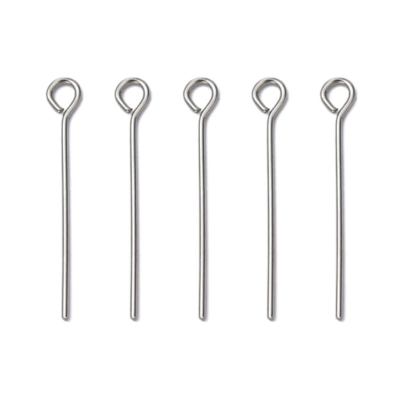 Resistant 304 Stainless Steel Eye Pin Stainless Steel color 25mm Hole: 2mm Pin: 0.7mm