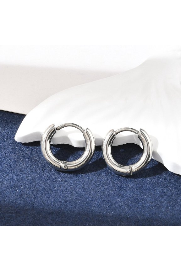 Resistant 304 Stainless Steel Hoop Earrings Manual Polishing Huggie Earrings Stainless Steel color 10 Gauge 13x2.5mm Pin: 0.9mm(0.1mm) Inner Diameter: 8mm