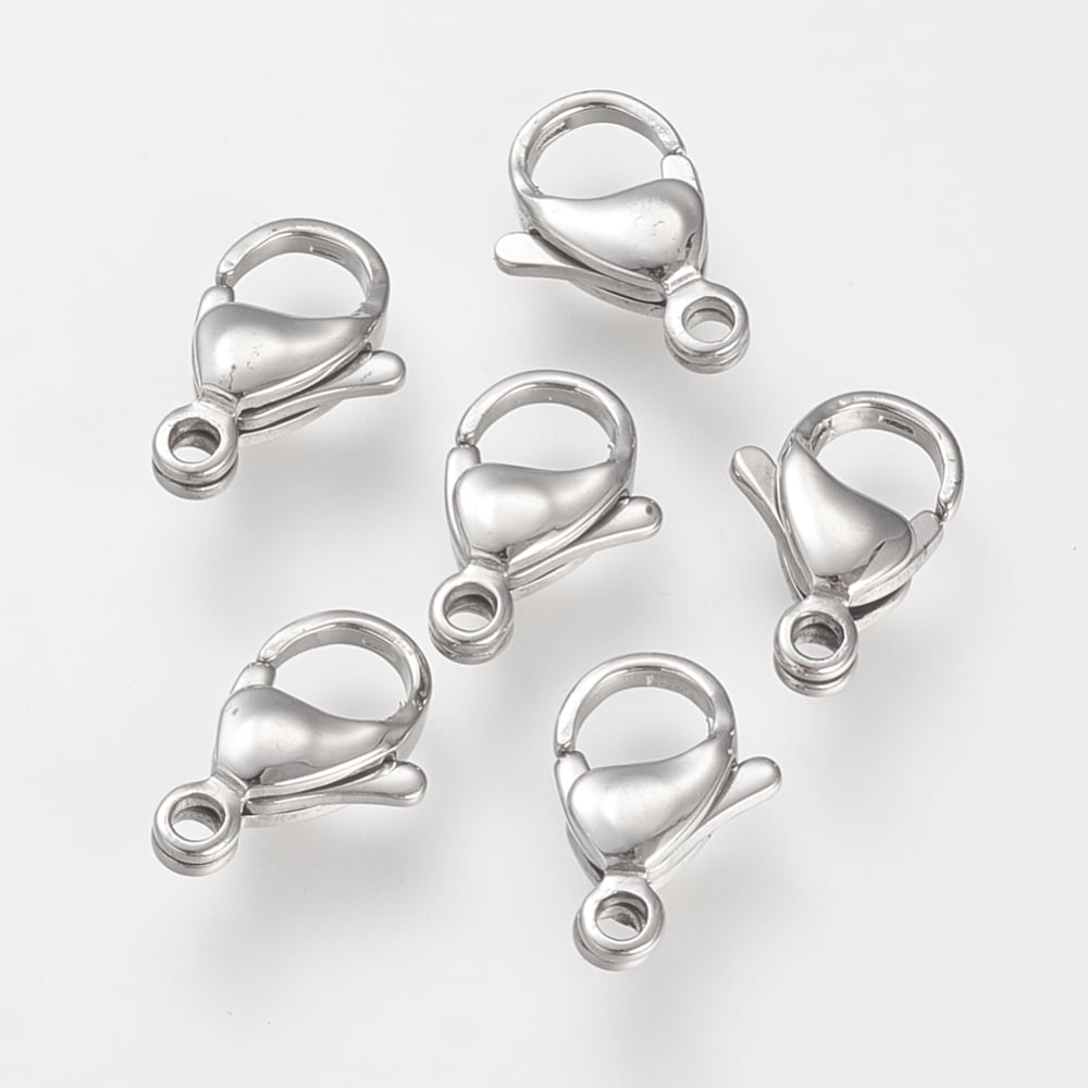 Resistant 304 Stainless Steel Lobster Claw Clasps Parrot Trigger Clasps Stainless Steel Color 9x6x3mm Hole: 1mm DIY