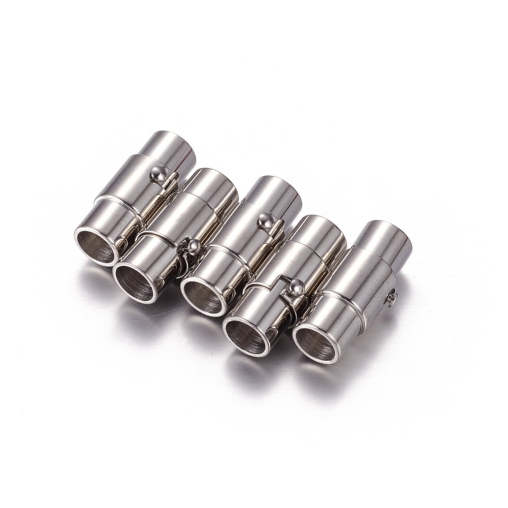 Resistant 304 Stainless Steel Locking Tube Magnetic Clasps Column Magnetic Closure Stainless Steel color 18x7.5mm Hole: 5mm