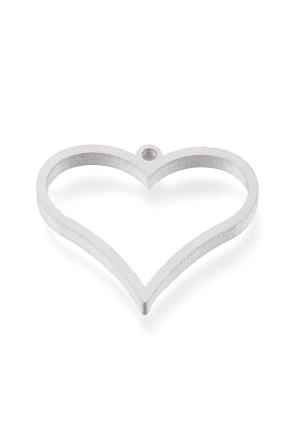 Resistant 304 Stainless Steel Open Back Bezel Pendants For DIY UV Resin Epoxy Resin Pressed Flower Jewelry Heart Matte Stainless Steel color 25x30x3mm Hole: 2mm