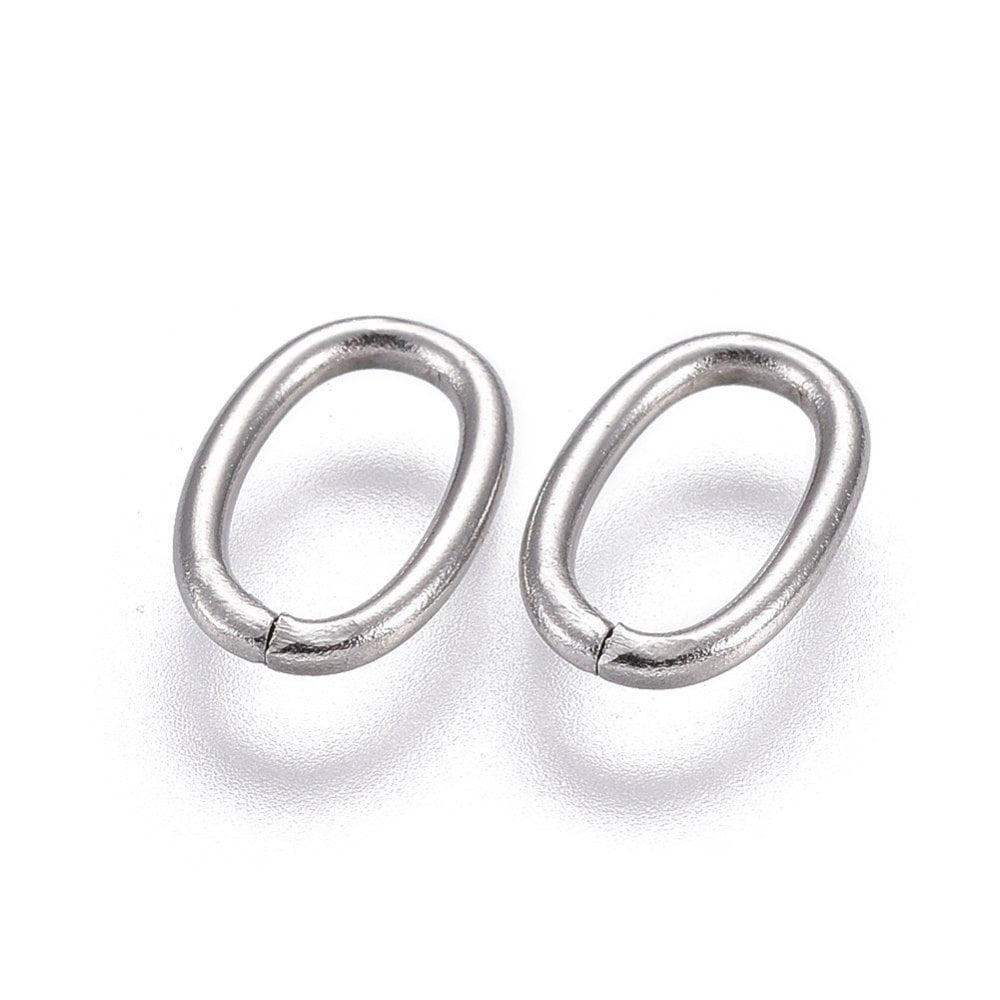 Resistant 304 Stainless Steel Open Jump Rings Oval Stainless Steel Color 10x6.5x1.1mm diy