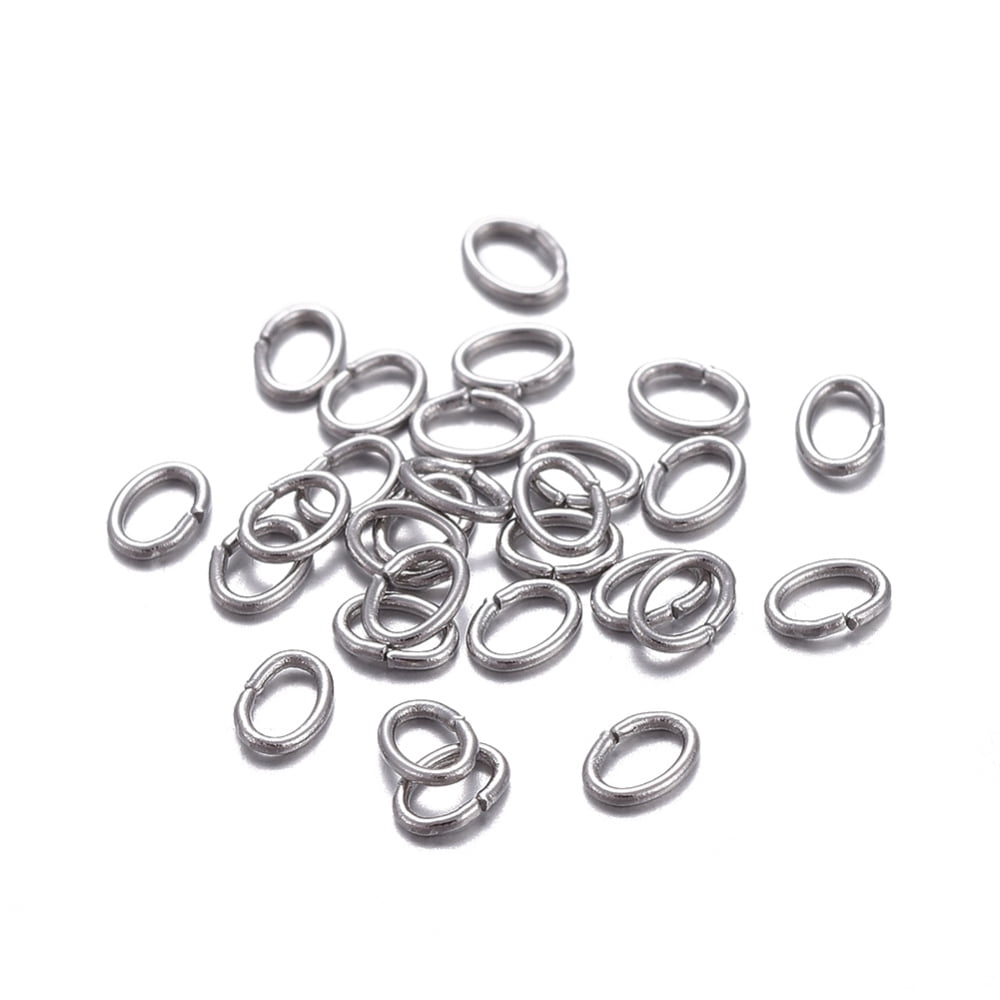 Resistant 304 Stainless Steel Open Jump Rings Oval Stainless Steel Color 24 Gauge 3.5x2.5x0.5mm Inner Diameter: 1.5x2.5mm